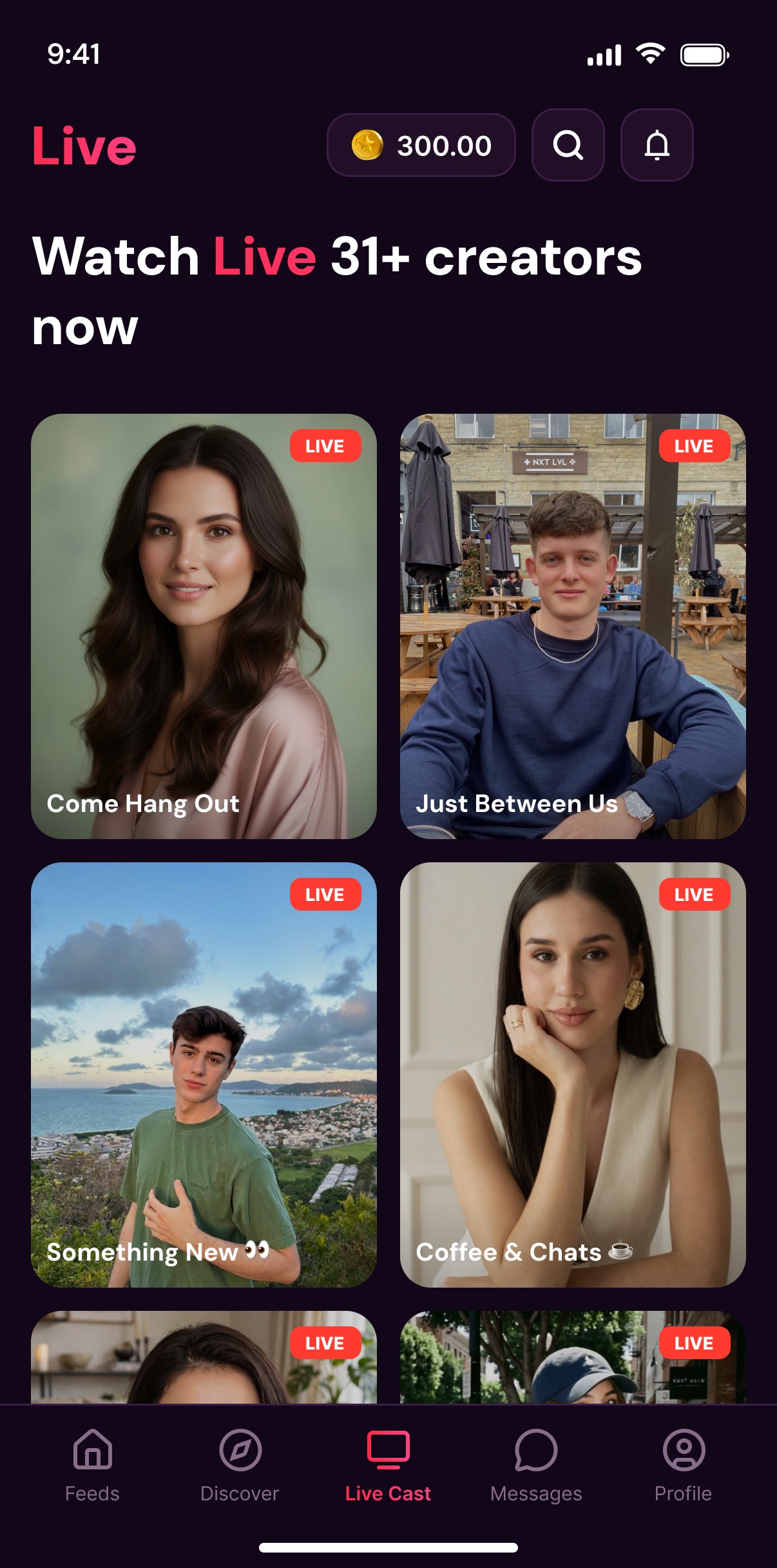 Fanland live creator list
